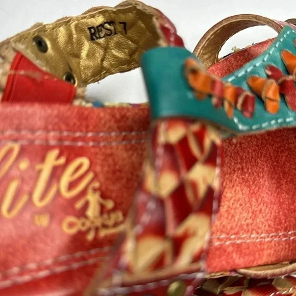 Elite by Corkys red leather retro sandals size 7 NWOT - Picture 7 of 8